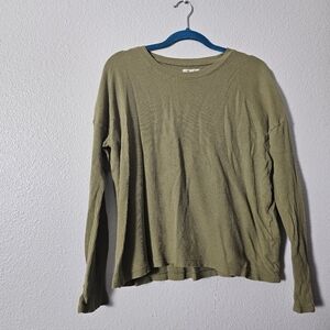 Madewell Olive Waffle Knit Top Sz S